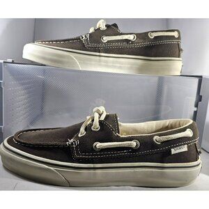 Vans Unisex Zapato Del Barco Brown/White Flat Sole Boat Shoes Size M7/W8.5